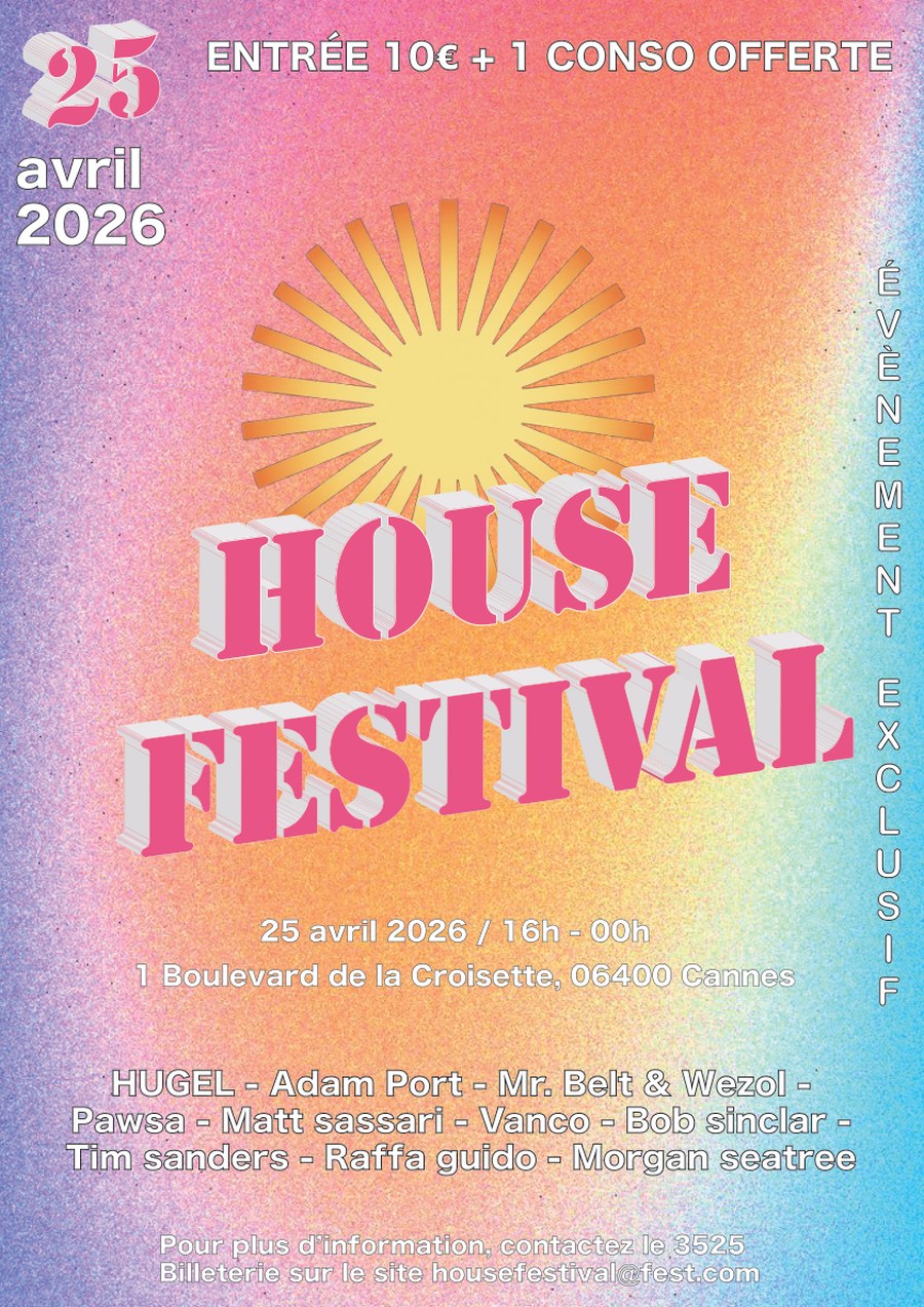 Exploration House Festival — direction dégradé arc-en-ciel
